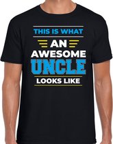 An awesome uncle / een geweldige oom cadeau t-shirt zwart - heren - kado shirt / verjaardag cadeau S