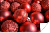 Poster Boules de Noël rouges avec différentes textures 180x120 cm - Tirage photo sur Poster (décoration murale salon / chambre) XXL / Groot format!