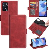 Oppo A16 / A16s / A54s Hoesje - MobyDefend Luxe Wallet Book Case (Sluiting Zijkant) - Rood - GSM Hoesje - Telefoonhoesje Geschikt Voor: Oppo A16 / Oppo A16s / Oppo A54s