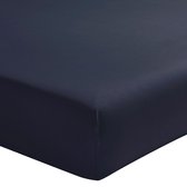 Drap housse en percale de coton bleu 120x190 ROYAL LINE