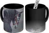 Magische Mok - Foto op Warmte Mokken - Koffiemok - Paard - Grijs - Bruin - Dieren - Rook - Magic Mok - Beker - 350 ML - Theemok