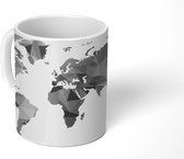Mok - Wereldkaart - Zwart - Grijs - Wit - 350 ML - Beker