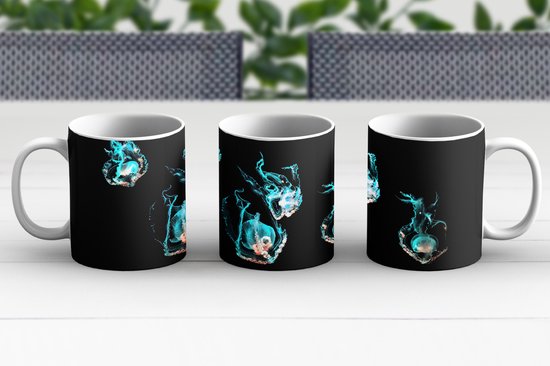 Mug - Méduse - Animaux aquatiques - Zwart - 350 ML - Tasse