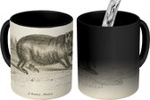 Magische Mok - Foto op Warmte Mok - Een vintage zwart-wit tekening van de Wombat - 350 ML - Uitdeelcadeautjes