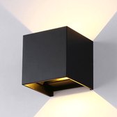 Buitenlamp / wandlamp Cube Zwart - IP54 - Geïntegreerd LED 2 x 3W 3000K lichtspreiding instelbaar
