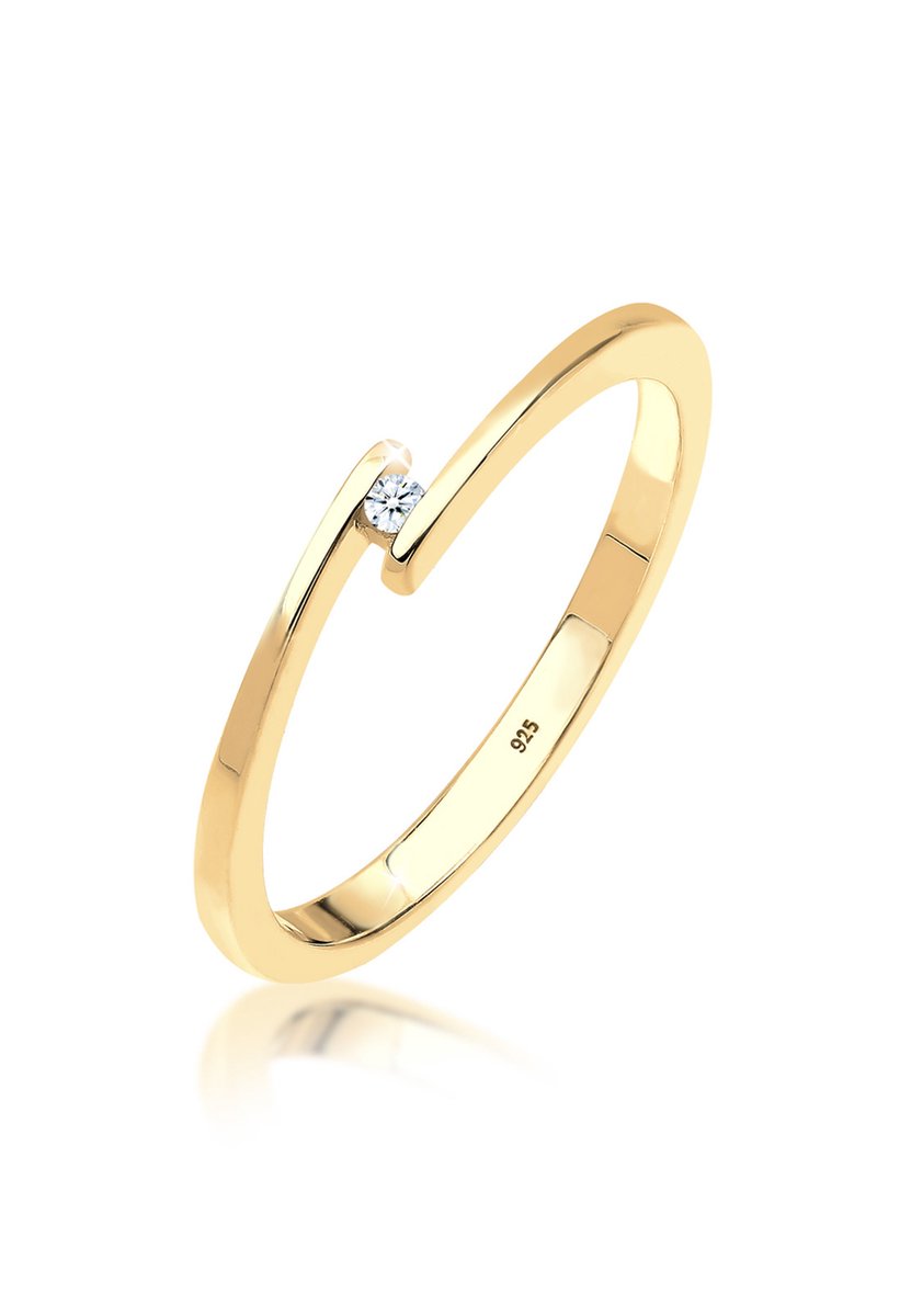 Elli PREMIUM - Ring - Dames Verlovingsring met Diamant (0.015 ct.) in 925 Sterling Zilver - Dames