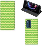 Book Case Motorola Edge 20 Pro Telefoonhoesje Waves Green