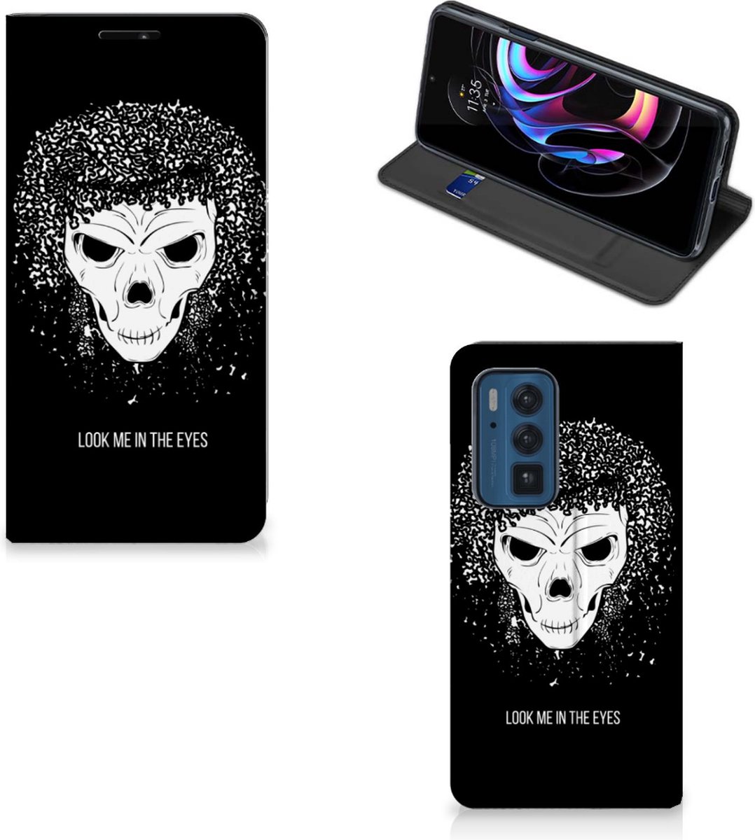 Mobiel BookCase Motorola Edge 20 Pro Skull Hair