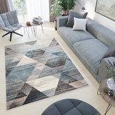 Tapiso Elefanta Vloerkleed Grijs Geometrisch Woonkamer Slaapkamer Tapijt Maat- 300x400