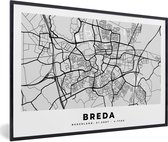 Fotolijst incl. Poster - Stadskaart - Breda - Nederland - 30x20 cm - Posterlijst - Plattegrond