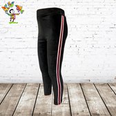 Velours legging met streep zwart 4 -Papillon-98/104-Legging