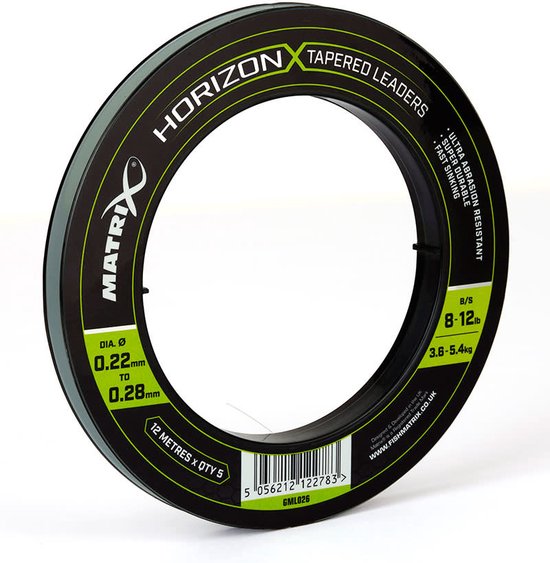 Matrix Horizon X Tapered Shock Leader - 8-12lb (12m) - x5 van Matrix — afbeelding 4