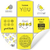 WallCircle - Muurstickers - Behangcirkel - Quotes - Good vibes - Spreuken collage - ⌀ 120 cm - Muurcirkel - Zelfklevend - Ronde Behangsticker XXL