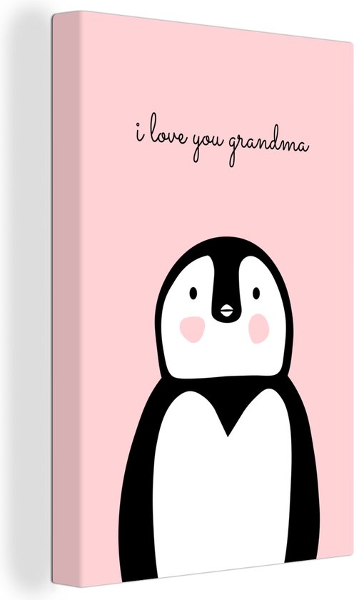 Canvas Schilderij Geschenk voor grootmoeder met Moederdag i love you grandma roze - 60x90 cm - Wanddecoratie