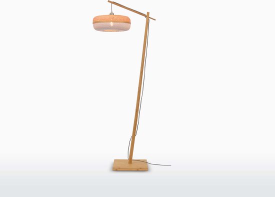 GOOD&MOJO Vloerlamp Palawan - Bamboe/Wit - 68x40x176cm - Scandinavisch,Bohemian - Staande lampen voor Woonkamer - Slaapkamer
