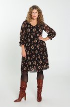 Paprika Dames Jurk met bloemenprint in plissévoile - Jurk - Maat 48
