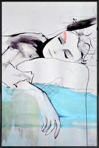 JUNIQE - Poster in kunststof lijst Maddelina -40x60 /Blauw & Wit
