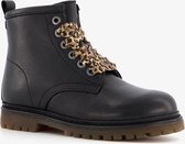 Groot leren meisjes veterboots - Zwart - Maat 29 - Echt leer - Uitneembare zool