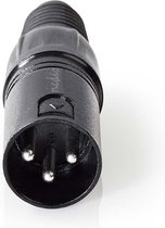 Nedis XLR-Connector - Recht - Male - Vernikkeld - Solderen - Diameter kabelinvoer: 5.0 mm - Metaal - Zwart - 1 Stuks - Polybag