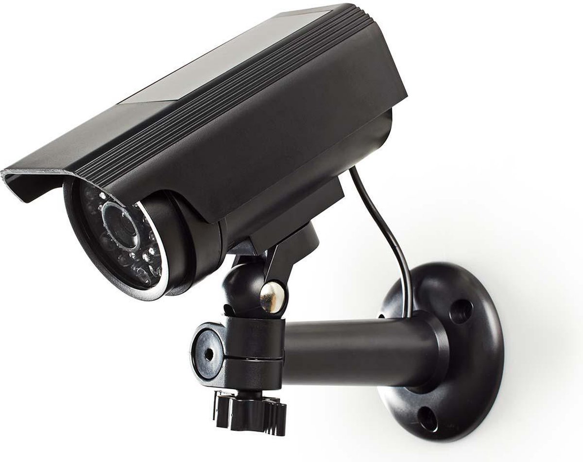 Nedis Dummy Beveiligingscamera - Bullet - IP44 - Batterij Gevoed / Solar Powered - Buiten - Inclusief muurbeugel - Zwart – foto 3