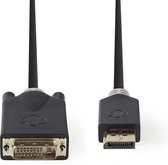 DisplayPort-Kabel - DisplayPort Male - DVI-D 24+1-Pins Male - 1080p - Verguld - 2.00 m - Rond - PVC - Antraciet - Polybag