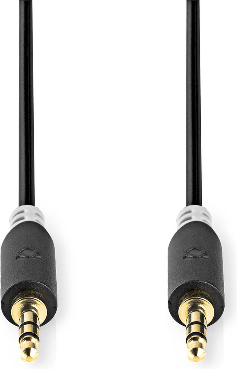 Stereo audiokabel | 3,5 mm male - 3,5 mm male | 10 m | Antraciet