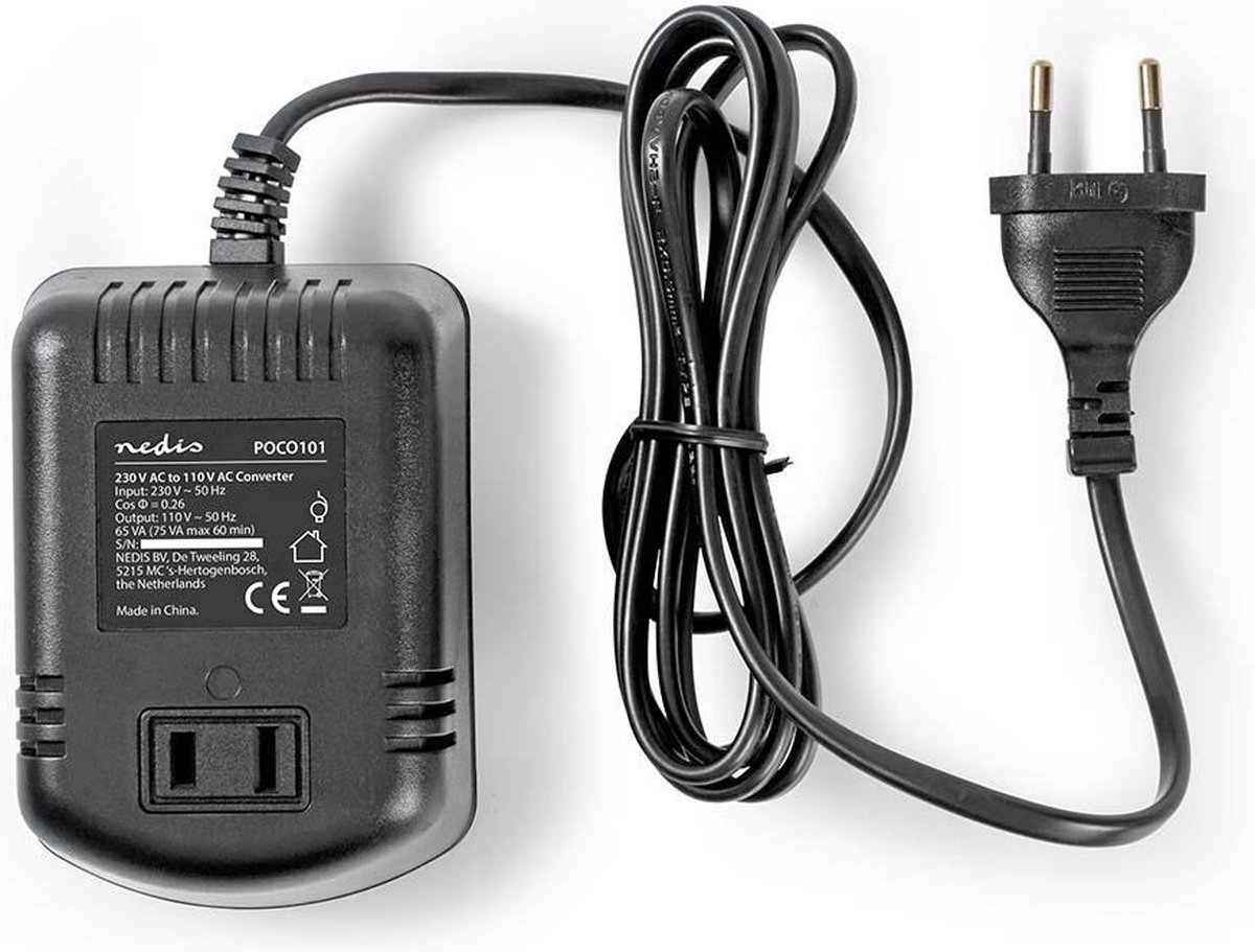 Nedis Power Converter - Netvoeding - 230 V AC 50 Hz - 65 W - Euro - Zwart