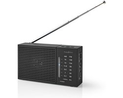 Nedis Draagbare Noodradio – Zakradio – Radio op Batterijen – Noodpakket – Geschikt als Noodradio – AM/FM – Kleine Radio – Zwart