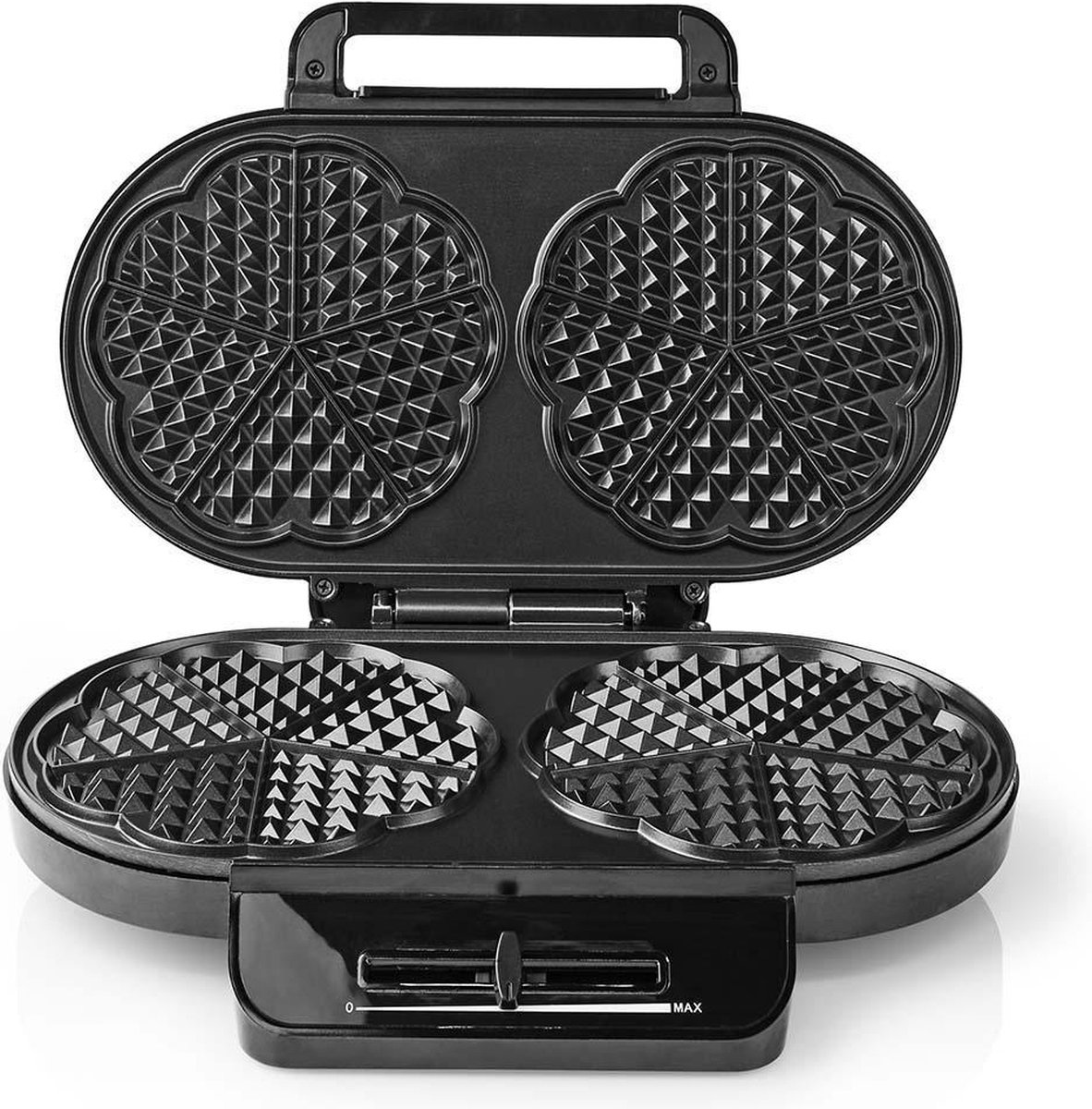 Nedis Wafelijzer | 2 x 5 Heart shaped waffles | 12 cm | 1200 W | Kunststof / Metaal