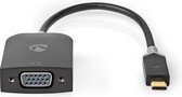 Nedis USB-C Adapter - USB 3.2 Gen 1 - USB-C Male - VGA Female 15p - 1920x1200 - 0.20 m - Rond - Verguld - PVC - Antraciet - Window Box met Euro Lock