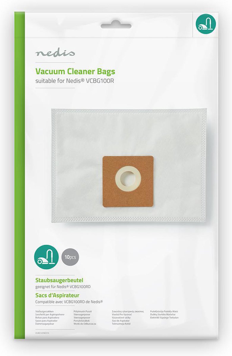 Nedis Stofzuigerzak - 10 Stuks - Synthetisch - Meest verkocht voor: Nedis VCBG100xx - Wit
