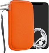 kwmobile telefoontasje universeel geschikt voor M - 5,5" smartphones - 15,2 x 8,3 cm - Hoesje met rits en polslusje -In neon oranje -
