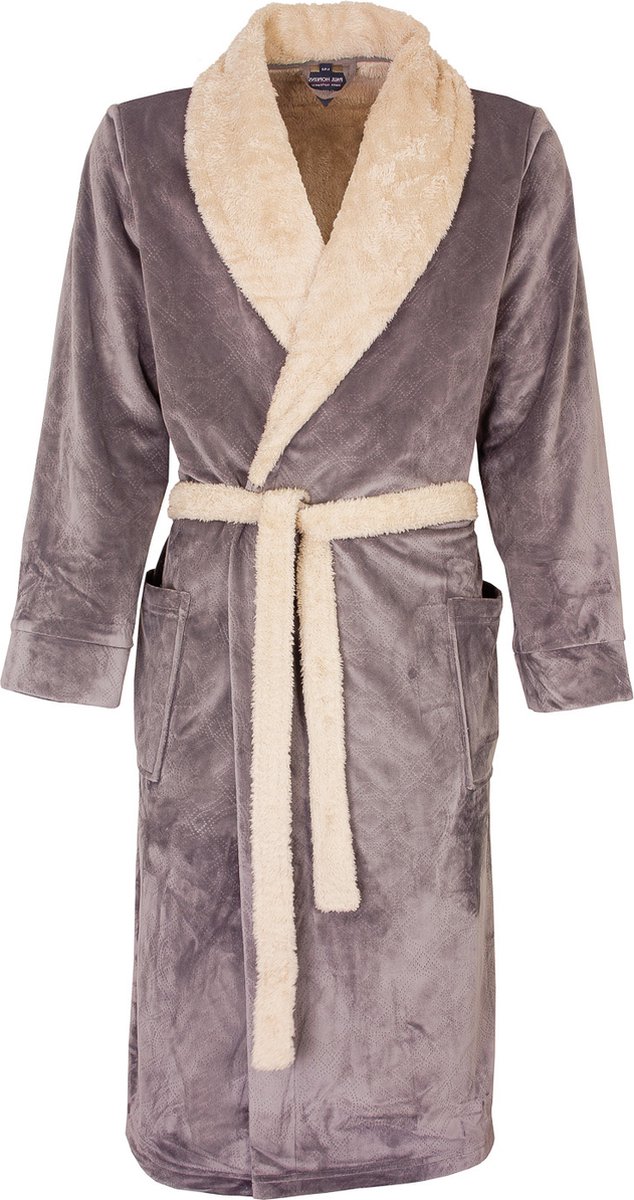 Paul Hopkins - Heren Badjas - Kamerjas - Fleece - Beige - Maat S