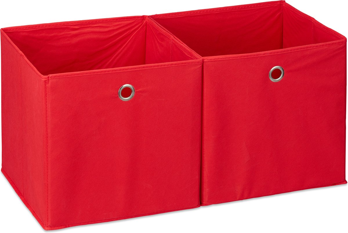 Relaxdays 2 x opbergbox stof opvouwbaar speelgoed opbergmand opbergen rood