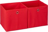 Relaxdays 2 x opbergbox - stof - opvouwbaar - speelgoed - opbergmand - opbergen - rood