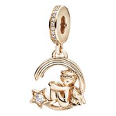 Tracelet - Zilveren bedels - Bedel engel met ster | Goudkleurig 925 Sterling Zilver - Pandora compatible - 925 Zilver Certificaat