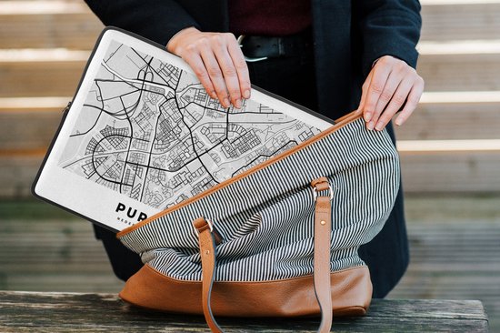 Laptophoes 14 inch - Stadskaart - Purmerend - Nederland - Laptop sleeve - Binnenmaat 33x23 cm - Zwarte achterkant