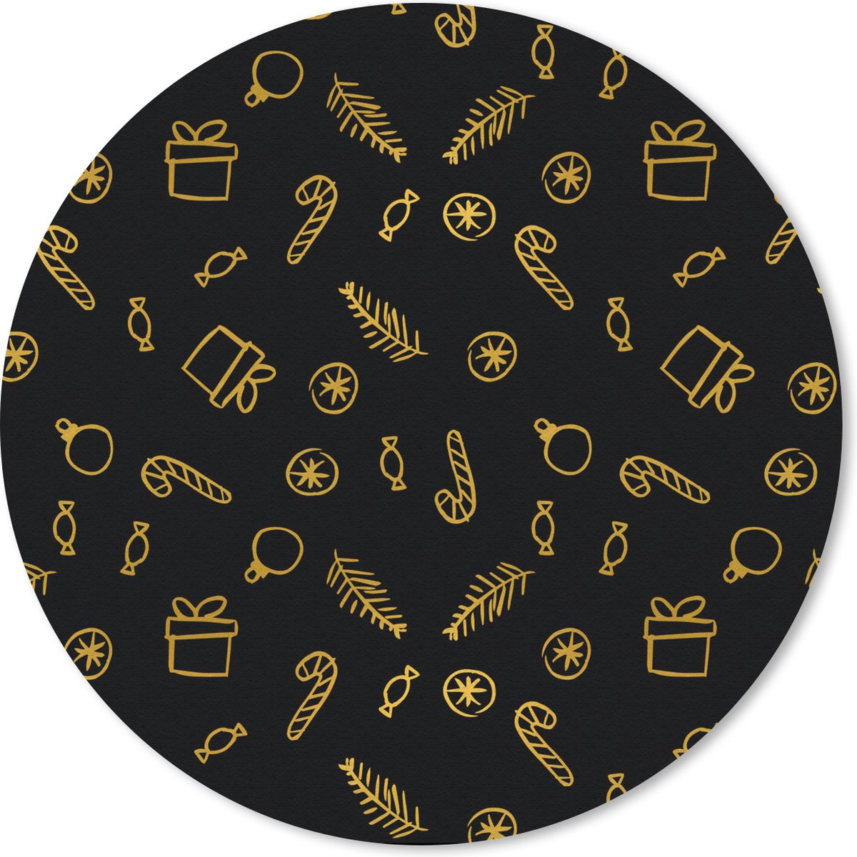 Muismat rond 20x20 cm - Mousepad Snoepgoed - Cadeau - Kerstmis - Ronde muismatten