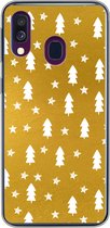 Geschikt voor Samsung Galaxy A40 hoesje - Kerstboom - Sterren - Goud - Siliconen Telefoonhoesje