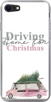 Geschikt voor iPhone SE 2020 hoesje - Kerst - Driving home for Christmas - Auto - Quotes - Spreuken - Siliconen Telefoonhoesje