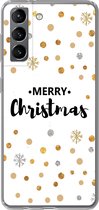 Geschikt voor Samsung Galaxy S21 hoesje - Merry Christmas - Kerst - Goud - Quotes - Spreuken - Siliconen Telefoonhoesje
