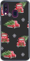 Geschikt voor Samsung Galaxy A40 hoesje - Kerst - Kerstboom - Auto - Design - Siliconen Telefoonhoesje