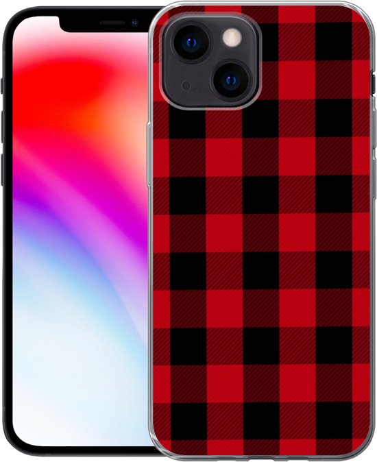 Coque iPhone 13 mini - Plaid - Zwart - Rouge - Coque de téléphone en Siliconen