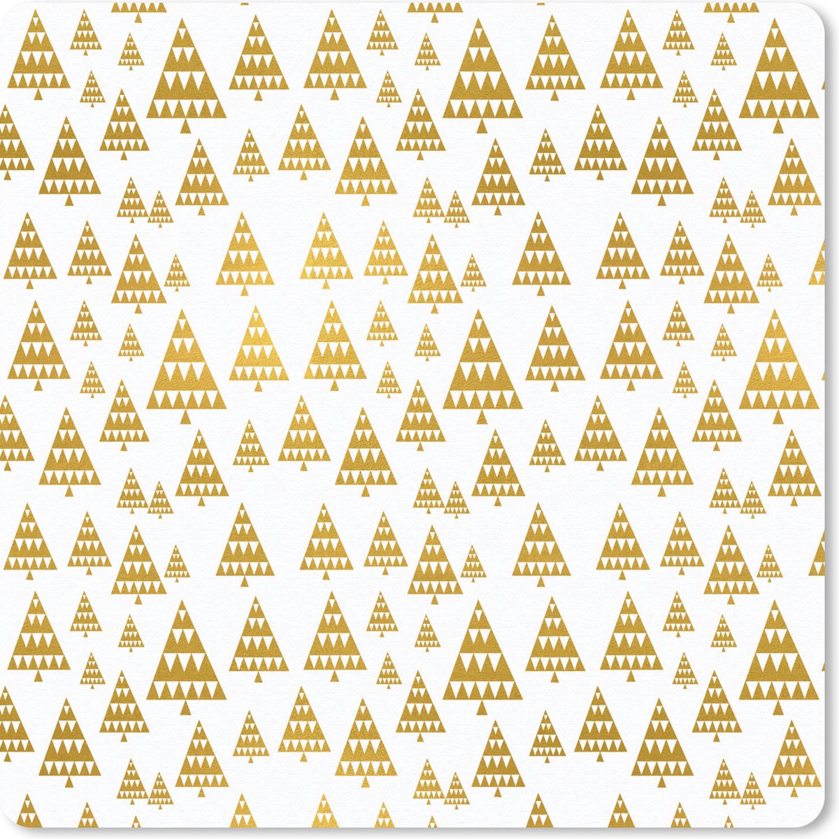 Muismat 20x20 cm - Mousepad Kerstboom - Goud - Patronen - Muismatten