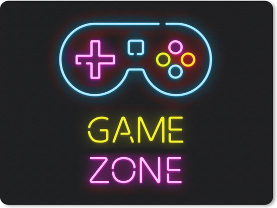 Gaming Muismat - Mousepad - 23x19 cm - Controller - Game - Neon - Zwart - Quotes - Game zone - Geschikt voor Gaming Muis en Gaming PC set - Schoolspullen tieners