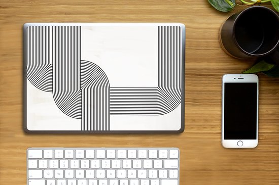 Sticker ordinateur portable - 12,3 pouces - Zwart - Wit - Ligne