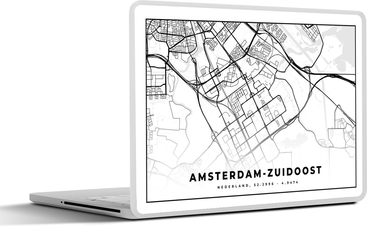 Laptop sticker - 15.6 inch - Kaart - Nederland - Amsterdam-Zuidoost - 36x27,5cm - Laptopstickers - Laptop skin - Cover