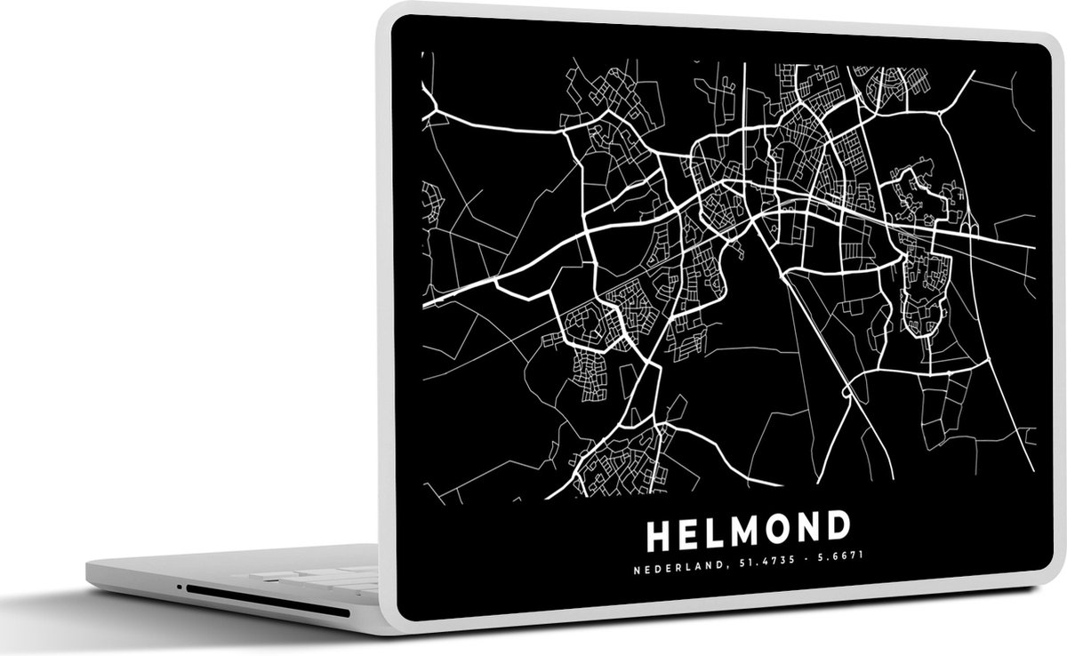 Laptop sticker - 10.1 inch - Kaart - Helmond - Zwart - 25x18cm - Laptopstickers - Laptop skin - Cover