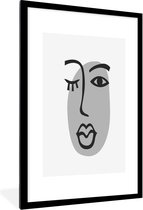Cadre photo avec affiche - Visage - Femme - Zwart - Wit - 80x120 cm - Cadre pour affiche