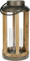 Kandelaars - lantaarn metaal / hout ø20.5x55cm - natural - 205x55x